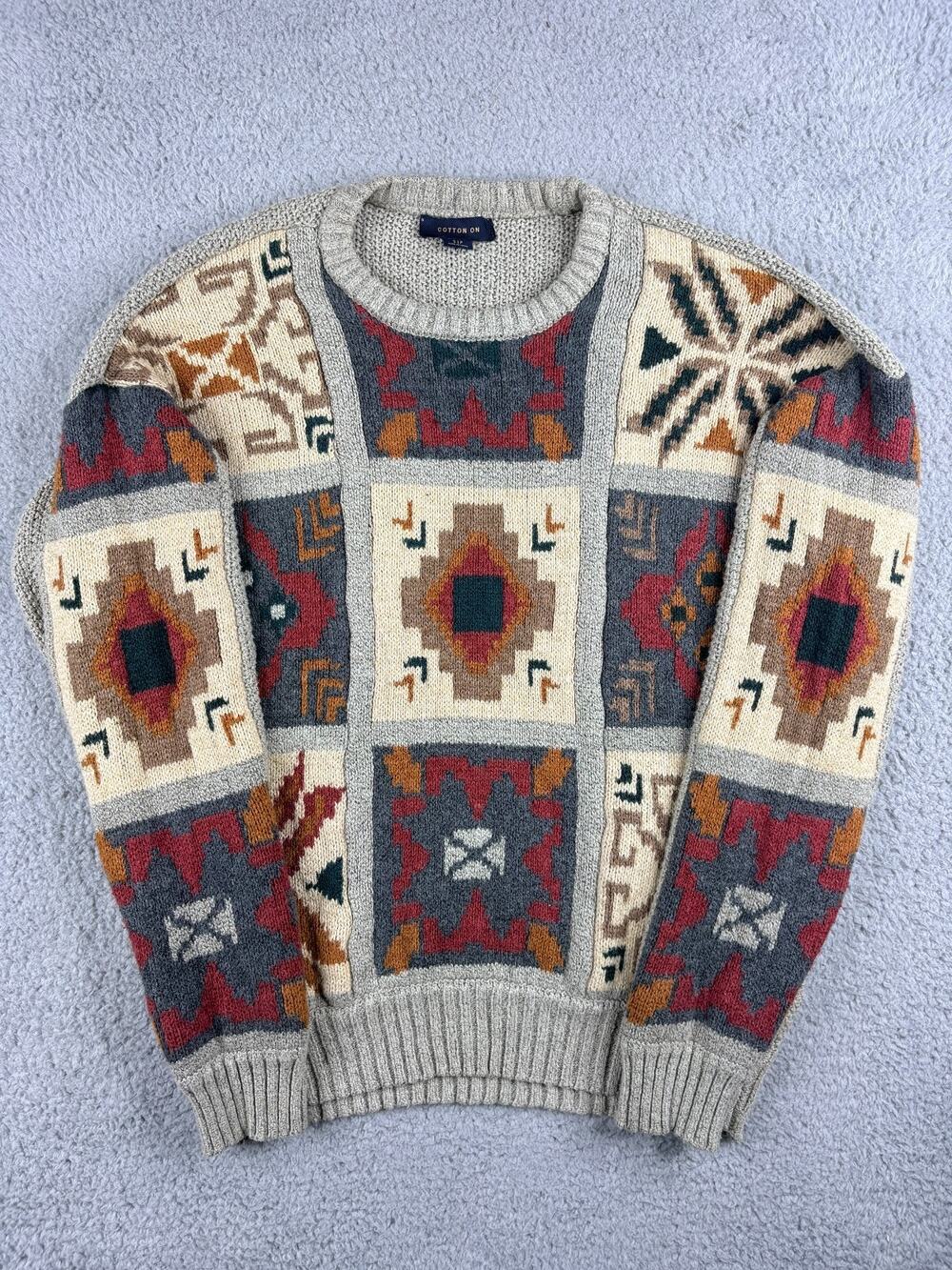 Cotton On Pullover Sweater Women's Size S/P Beige Southwestern Aztec Tribal Knit